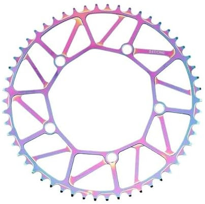 CHENJIAHAO Chainring Folding Bicycle Tooth Chainring Positive Negative Tooth 46/48/50/52/56/58T Chainwheel BMX Bike Colorful Crankset 130BCD Chainrings For Bikes(54T colorful)