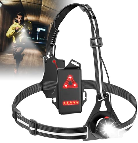 BORDEAG Lampe Course A Pied, Lampe De Course À Pied Rechargeable Usb, Led Lampe Running Pectorale, Eclairage Pour Course Avec 3 Modes D'Éclairage, Pour Jogging, Camping, Coureurs