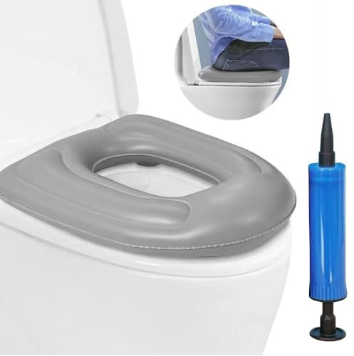 KBIBCK Aufblasbares Toilettensitzkissen, Verstellbarer Toilettensitz mit Pumpe, Toilettenstützkissen für Erwachsene, Senioren, ältere Menschen, Behinderte, Steißbein Schmerzlinderung
