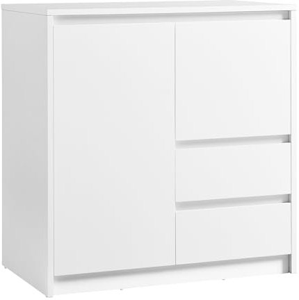 VASAGLE Kailyn Collection – Sideboard, Aufbewahrungsschrank mit Türen, 2 Schubladen und verstellbarem Einlegeboden, 40 x 70 x 74,5 cm, für Wohnzimmer, Küche, Arbeitszimmer, Wolkenweiß BBK243W01V1