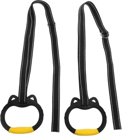 SUPVOX 1 Set Plastic Gym Rings with Strap for Children Indoor Pull Up Bar Gymnastics Rings Home Training Exercise Hanging for Strength and Flexibility