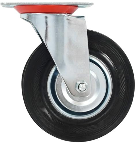 TECHZOCO Rueda pivotante industrial sin freno, Rueda para Muebles, Rueda Industrial con Placa Giratoria, No ralla suelo, Aptas para soportar cargas hasta 70 Kg, Placa de 80 x 60 mm, Diámetro 125 mm