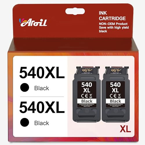 PG-540XL 540 XL Schwarz Patronen Kompatibel für Canon Druckerpatronen 540 PG540 PG540XL PG 540 XL PG-540 Multipack Black für Canon Pixma TS5150 MG3650s MG3650 TS5151 MG3600 MG3550 MX395(2 Schwarz)