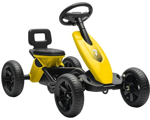 AIYAPLAY Pedal Go Kart for Kids, Children Ride-On Race Car with Silent EVA Tyres, for 2-5 Years, Yellow