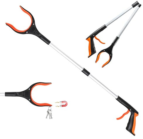 AetherPeak 83 cm hopfällbara kattplockare. Extra – lång grepppinne med 360° roterande magnetisk halkfri klo. Perfekt för vuxna, funktionshindrade och äldre. Plocka enkelt upp sanden. (Orange)