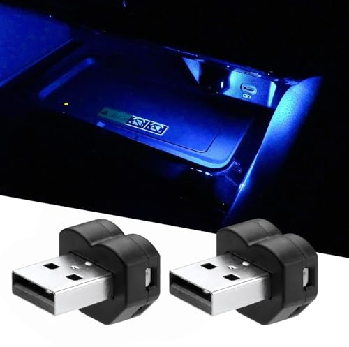 joonnair 2 x Type-A USB Beleuchtung Atmosphäre, 8 Farben RGB Mini USB LED Licht mit Modus-Einstellung, Auto USB Innenbeleuchtung für Auto, Laptop, Lichtempfindlicher Schalter
