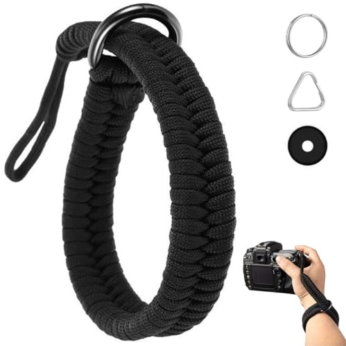Correa de Muñeca para Cámara de Paracord, Negro Correa de Mano para Cámara