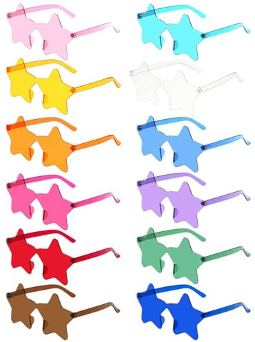 12 Paia di Occhiali Festa a Forma di Stella, Occhiali Colorati Divertenti Senza Montatura per Carnevale, Gadget Compleanno Bambini e Adulti, Accessori Party per Photo Booth e Matrimonio