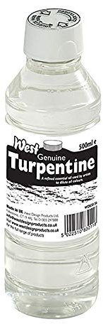 West Genuine Turpentine, Clear, 500ml, For Cleaning Tools, Paintbrushes, Thin Paint, Paints, Coatings, Waxes, Varnishes, Degreasing