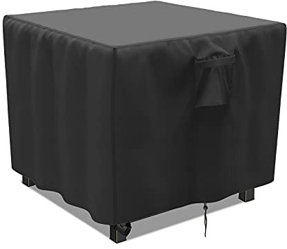 Fenghome Fire Pit Cover, Waterproof Square Fire Pit Cover with Adjustable Hem for Garden Furniture Fire Pit Table Heavy Duty Windproof Outdoor Fireplace Cover-76x76x63cm (Black)