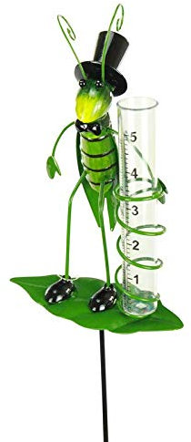 mucplants Gartenstecker Regenmesser Grashüpfer mit Messglas
