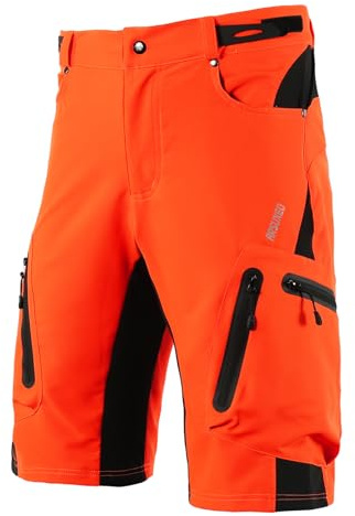 ARSUXEO Cykelshorts för män lös passform MTB-shorts vattentåliga utomhussportbotten med 7 fickor