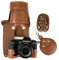 MUZIRI KINOKOO FUJI X-S10 Schutzhülle, PU-Leder, kompatibel mit Fujifilm X-S10 und 18–55 mm/16–50 mm Objektiv, mit Schultergurt, FUJI XS10 Kameratasche, coffee, Retro