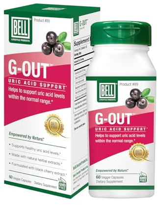 Bell G-Out Uric Acid Cleanse | Recommended for Gout - A Unique Blend of Herbal Extracts That Helps Maintain Uric Acid Levels Within The Normal Range, Uric Acid Relief, Uric Acid Flush| 60 Capsules