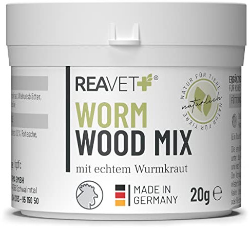 ReaVET Wurm-Kraut Pulver 20g, Sekundierend bei Wurmkur nach Wurmbefall für Hühner & Geflügel, kein Anthelminthikum, natürliche Rezeptur mit Saponinen & Bitterstoffen