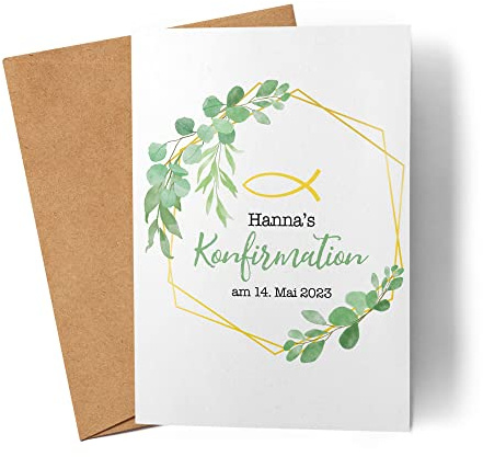 Kiddle-Design Carte de Confirmation Garçon Fille Personnalisée Carte de Confirmation Cadeau d'argent Proverbes Félicitation pour la Confirmation Carte de Félicitations