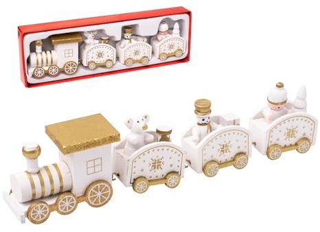 ZYDYRX Tren de Madera Navideño Blanco Adornos de Navidad Decoración Navideña de Madera Decoración del árbol de Navidad Tren de Navidad Decoración de Escritorio