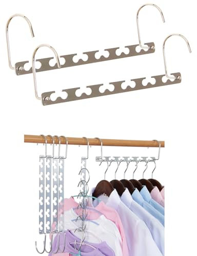 2 Stück Platzsparende Kleiderbügel, 26CM Mehrfach Kleiderbügel Verbindungshaken für Hosen, Schwere Kleider, Hemden