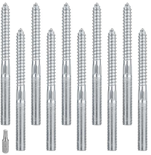 10 Pcs Vis à Double Filetage M10, Boulons de Suspension Torx, Tige Filetée d'Assemblage, Cheville Beton à Extrémité de Fixation (M10x120mm)