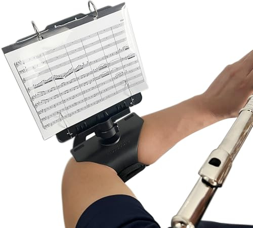 MusBoard Flute Lyre FP10, Adjustable Marching Band Lyre for Flute & Piccolo with Flip Folder, Includes 10 Refill Sleeves