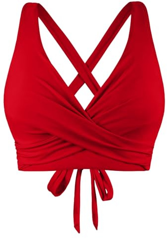 Générique Haut Maillot de Bain Femme Forte Poitrine - Haut de Maillot de Bain Femme Push up Simple Rembourré Top Bikini à Lacets Souples Couleur Unie Soutien Gorge Push Up Rembourré