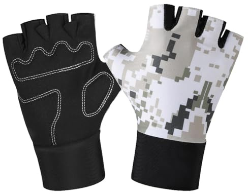 Cykelhandskar för barn, cykelhandskar för barn – cykelhandskar | Sommarhandskar | Barnhandskar kamouflage, halvfinger-cykelhandskar, andas för ridning, cykling, utomhus