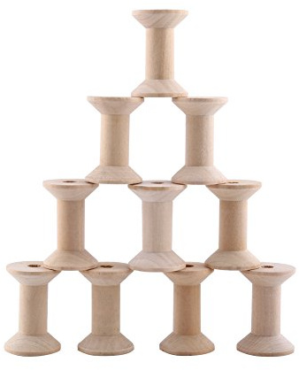 FTVOGUE Bobinas de Madera Natural para Hilo, 10 Unidades, 47 mm x 31 mm, para Almacenamiento de Manualidades, Costura, Cintas y Adornos DIY
