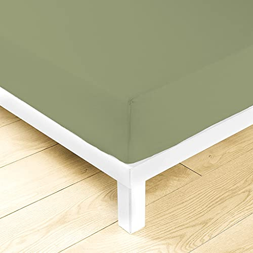 LARA MORADA - Lenzuolo Sotto Con Angoli Matrimoniale Elasticizzati, 100% Cotone, Made In Italy, Tinta Unita, Per Letto Matrimoniale 2 Posti, 180cmx200cm + 25cm, Verde Salvia