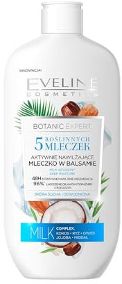 Eveline Cosmetics Botanic Expert Lozione Corpo Idratante Attiva con Tecnologia di Infusione di Latte per Pelle Secca e Disidratata - 350ml