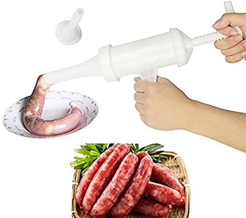 Fliyeong Manual Sausage Meat Fillers Machine for Sausage Meat Stuffer Filler Hand Operated Sausage Machines Food Maker Funnel Nozzle Set Practical and Popular