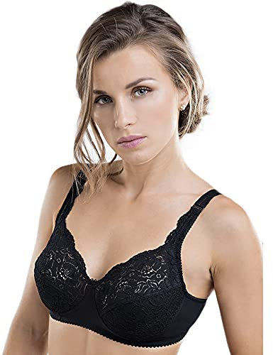 Spiman Reggiseno Non Imbottito Senza Ferretto Coppa B Reggipetto in Cotone con Abbondante Pizzo Fino a Taglia 7° Bianco Nero Made in Italy (Nero, 6°)
