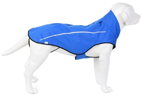 Mile High Life Dog Raincoat, Adjustable Waterproof Reflective Rain Jacket for Small Medium Large Dogs, Lightweight Breathable Pet Rain Coat with Leash Hole(Blue,M Chest 26-32)