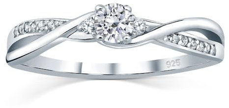 SILVEGO – FNJR085sw - Verlobungsring aus 925 Sterling Silber mit Swarovski Zirconia