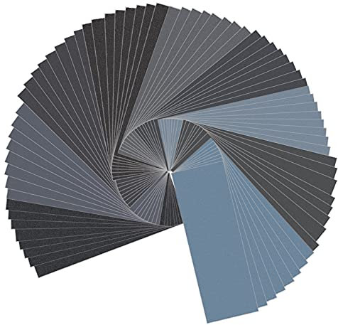 QIMEI-SHOP Schleifpapier Set Nass und Trocken 400 600 800 1000 1200 1500 2000 2500 3000 Körnung 23 x 9.3 cm für Polieren Auto Metall Holz Möbeln 72 Stück