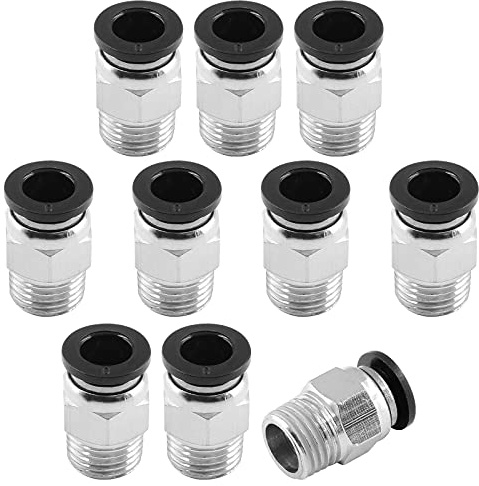 Qjaiune 10Pcs Male Straight Push to Connect Fittings 8mm Tube OD x 1/4 inch NPT Thread, Air Push Connect Tool Pneumatic Hose Fittings