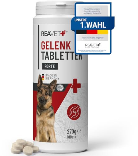 ReaVET Gelenktabletten für Hunde – Mit Grünlippmuschel, Glucosamin, MSM & Teufelskralle – Unterstützt Gelenkfunktion & Beweglichkeit – Bewährt bei älteren & aktiven Hunden – 180 Stück