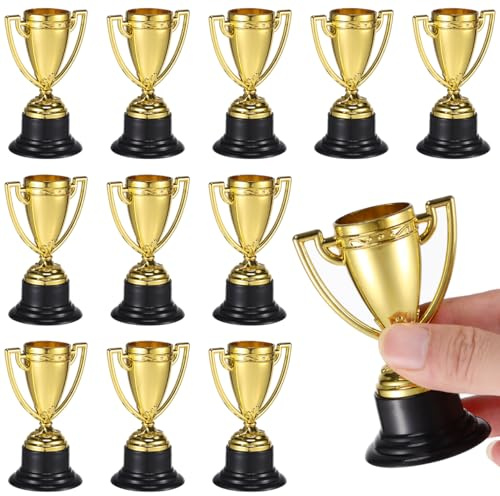 NUOBESTY Mini Trophies, 24pcs Gold Trophy Award Trophy Cup for Kids Plastic Small Trophies for Party Favors, Rewards, Winning Prizes, Competitions, Tournaments