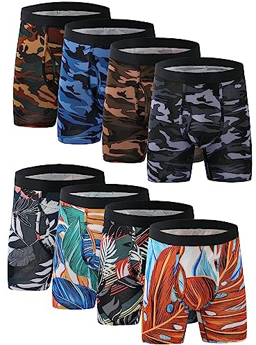 Xaanelr Boxershorts för män, kalsonger av bambu och viskos, underkläder, retroshorts, 4/8-pack, storlek S–3XL