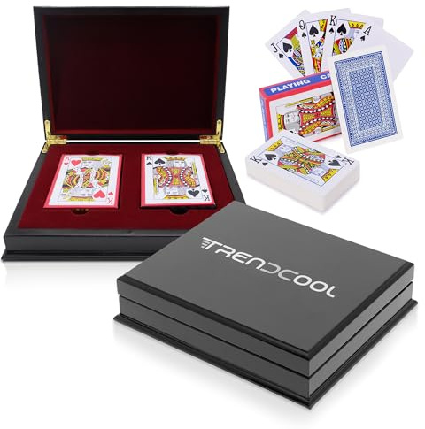 Trendcool Carte Poker. Mazzo Poker gioco da tavolo con scatola in legno. Mazzo di carte Poker impermeabili. Mazzo Poker (DOB + Box)