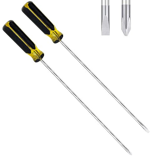 Tournevis Long 2 Pièces, Tournevis Magnétique Avec Fente Plate et Phillips pour Bricolage Hommes Père Petit Ami