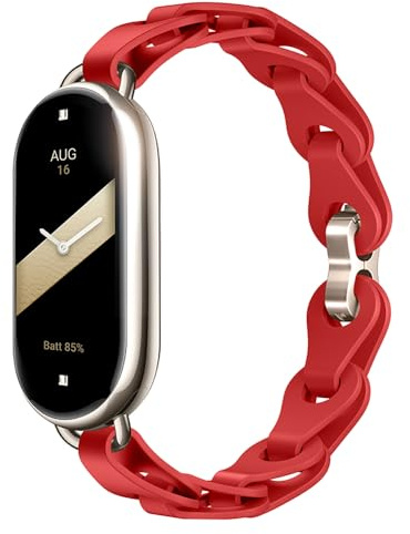 PINHEN Bracelet en silicone compatible avec Xiaomi Smart Band 8/9/10 - Boucle à anneau réglable - Design élégant - Pour femme Mi Band 8/9/10