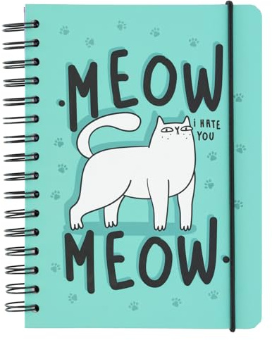 Grupo Erik: Quaderno ad anelli Meow Meow | Quaderno A5, copertina rigida, chiusura elastica, carta di alta qualità, pagine puntinate, Bullet Journal, Quaderno Gatti