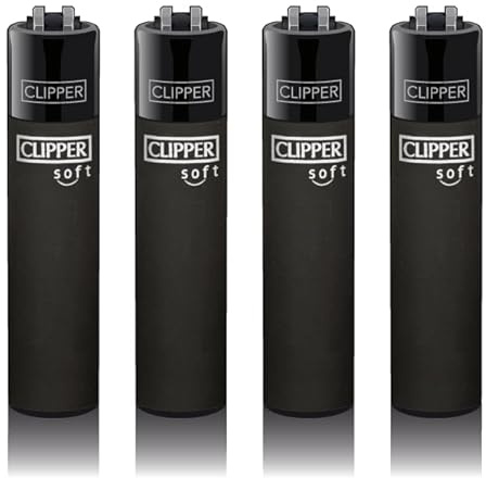 Clipper - Juego de 4 mecheros (Soft Touch Black)