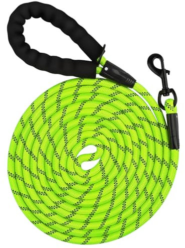 Hundeleine mit Gepolstertem Griff Reflektierende Seilleine 4.5M Schleppleine Robuste Hundeleine zum Trainieren und Gassi Gehen (Grün)
