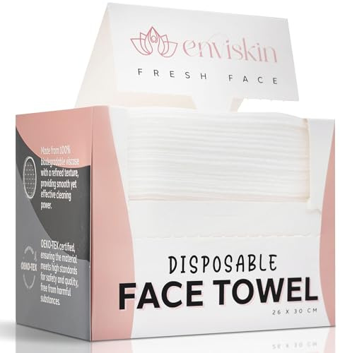 50 Disposable Face Towels Plant-Based Makeup Remover Wipes for Sensitive Skin - XL Ultra Soft Single-Use Dry Facial Towellettes for Daily Skincare Routine, Extra Large Clean Washing Cloths (10x12)