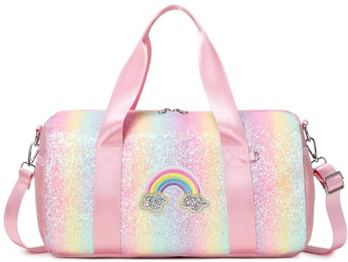 Jumpopack Balettväska barn sportväska flickor barnväska barnväska balettväska dansväska med våtfack, regnbåge, 14 „L*8.26 ‚H*8.26 ‘W/35.7*21*21cm, Resväska