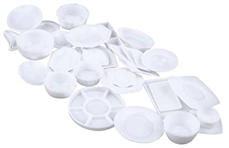 TOYANDONA 33piezas Plato de Comida de Juguete Minivajilla para Muñecas para Decoración de Miniaturas Juguete de Cocina Taza y Plato para rol Infantil