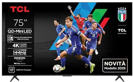 TCL QD Mini 144Hz 75C69K 75 4K LED TV with Google and Onkyo x Dolby Atmos 2.1 Sound System