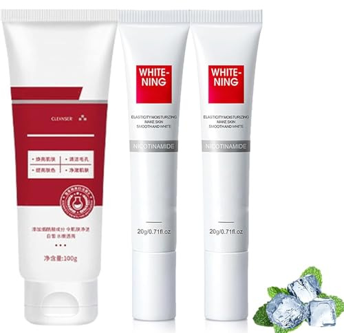 SC-11 Hautaufhellende Creme, SC-11 Gesichtsreiniger, SC-11 Aufhellende Creme gegen dunkle Flecken – für ebenmäßige Haut, sanfte Tagespflege für glatte, klare Haut (1PCS Cleanser+2PCS Cream)