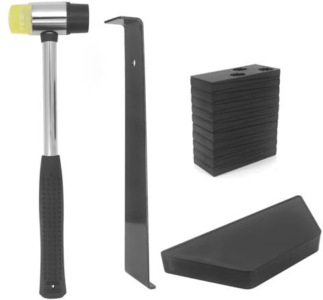 Yuhtech 23 st laminatgolvverktyg, installationssats för laminatgolv, laminatgolvmontering med gängblock, dubbelfasad klubba, dragstång och 20 distanser